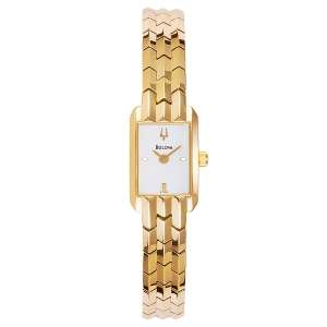 Bulova Womens Polished Gold Tone Sivler Dial 97T82 Watch  