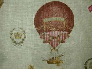 Montgolfier Balloon French Designer Fabric Linen by mt  