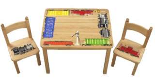Solid Wood Kids Hand Painted TRAIN Table and Chair Set  
