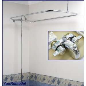   Shower Set for Clawfoot Tub 54 Chrome Rectangular Shower Rod Home
