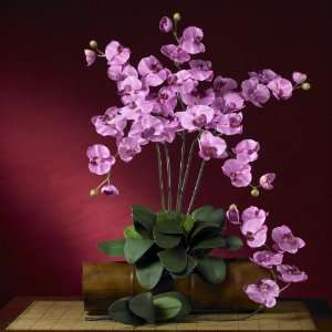   Silk Orchid Flower w/Leaves (6 Stems) Mauve Colors   Silk Flower Home