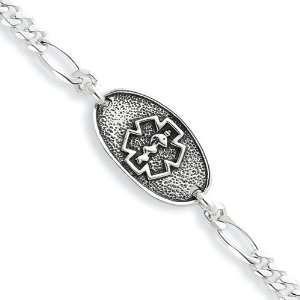    Sterling Silver Antiqued & Polished Medical Bracelet Jewelry