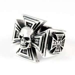  Iron Cross Skull Ring   13.5 Silverlogy Jewelry