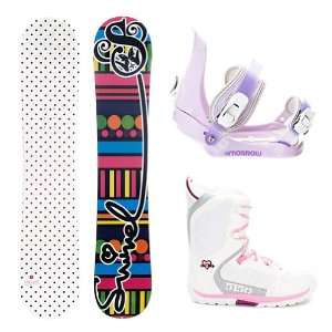    Swivel Polka Dots Girls Snowboard Package