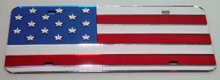 ACRYLIC MIRROR American Flag License Plate Laser Inlaid  