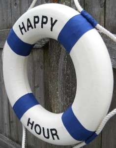 17 Happy Hour Life Ring Life Preserver Bar Tavern Beer Party Nautical 