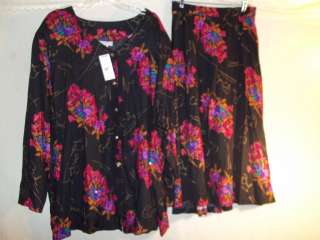 Womens Plus Size Outfit 2 pc Skirt / Top Blouse 32W Sharon Anthony 