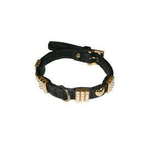   Black Swarovski Crystal City Girl Soft Leather Dog Collar (Size 12