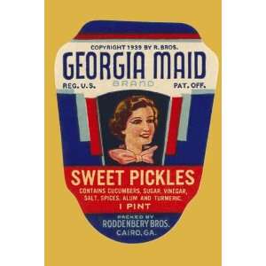  Georgia Maid Sweet Pickles 1939 12 x 18 Poster