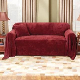 Plush Sofa 70 X 170 Furniture Throw / Blanket   Red Burgundy