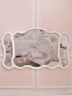   White French Style Triptych Mirror Dresser Wall Large Curvy  