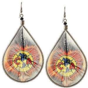  Pair of Teardrop Peruvian Thread Earrings with Surgical 