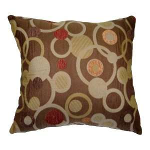  Circles Chenille Decorative Throw Pillow Cover with Brown Taffeta Back