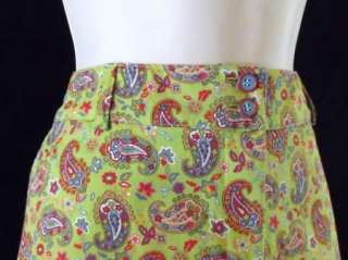 ETRO Milano size 46 12 M L Skirt Green Paisley Cotton Blend Mini Short 