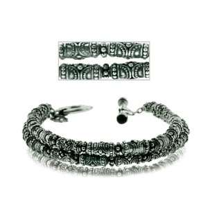  Bali Style Bracelet Sterling Silver 2 Row Toggle Style 