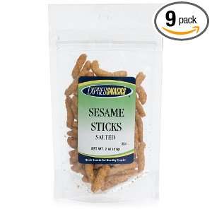 EXPRESSNACKS Sesame Sticks Salted, 2 Ounce Bags (Pack of 9)  