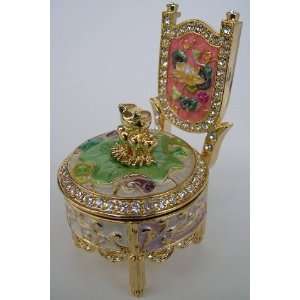    Chair and Toad bejeweled Jewelry Trinket Box J1D1A