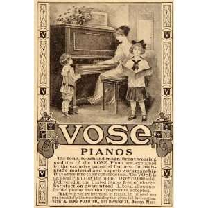 1913 Vintage Ad Vose Upright Piano Mother Children 