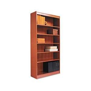  Square Corner Wood Veneer Bookcase, 6 Shelf, 35 3/8 x 11 3 