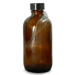 Amber Glass Boston Round Bottle with 22 400 Black Phenolic Pulp/Vinyl 