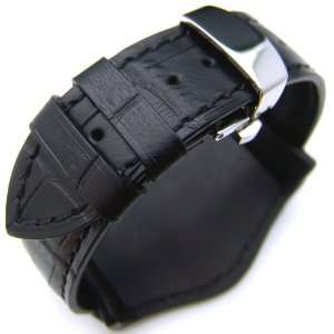   Style Military BLACK CrocoCalf Watch Strap   Deloyant 