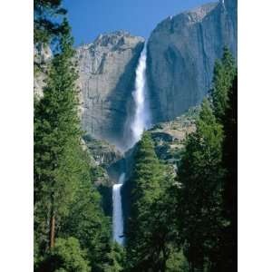 Waterfalls Swollen by Summer Snowmelt at the Upper and Lower Yosemite 