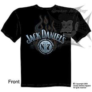  Size XL, Flaming Logo, Jack Daniels Whiskey T Shirt, New 