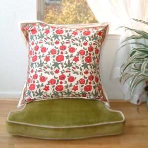 Roses In the Snow ~ Red White Floral Country Euro Pillow Sham 27x27 