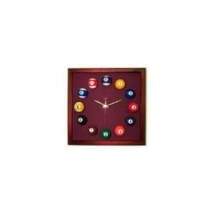    12in Square Billiard Clock Cherry & Wine Mali Felt