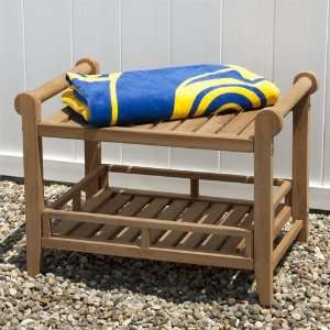  Teak Wood Rectangular Outdoor Seat with Handles Patio 